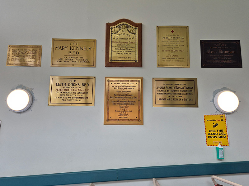 memorial plaques from Leith Hospital