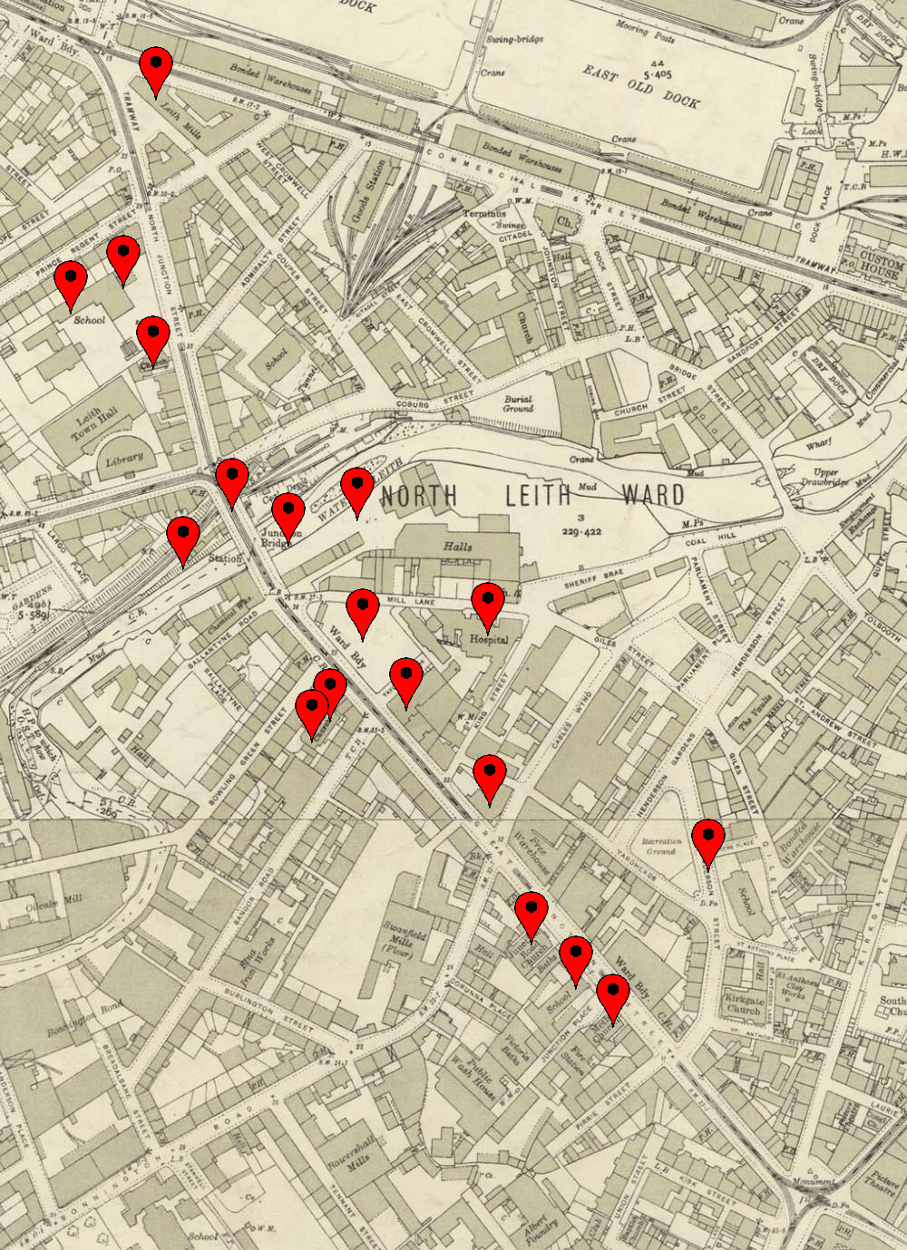 Ordnance Survey map of Junction Street area