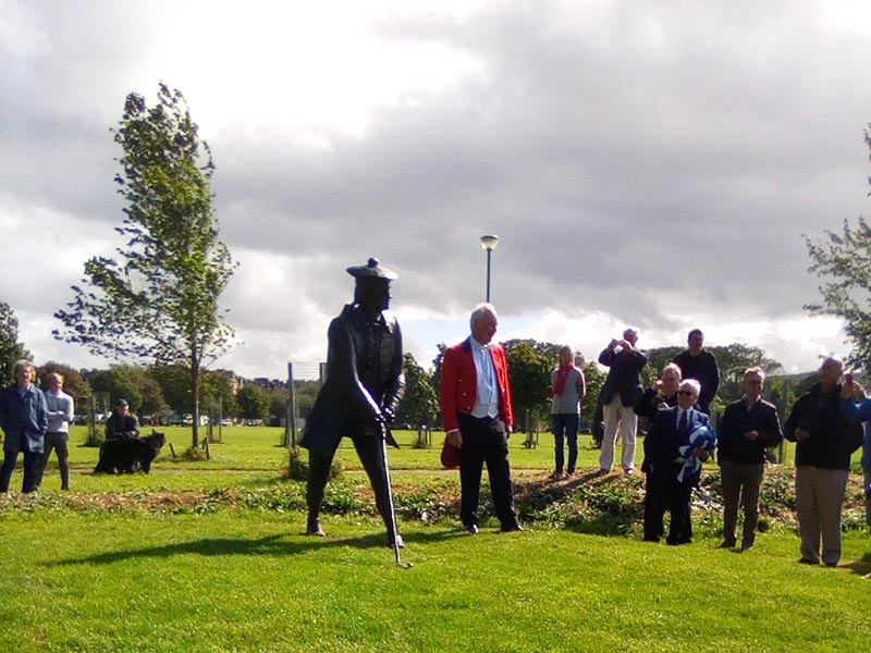 The statue of John Rattray on the day of its unveiling